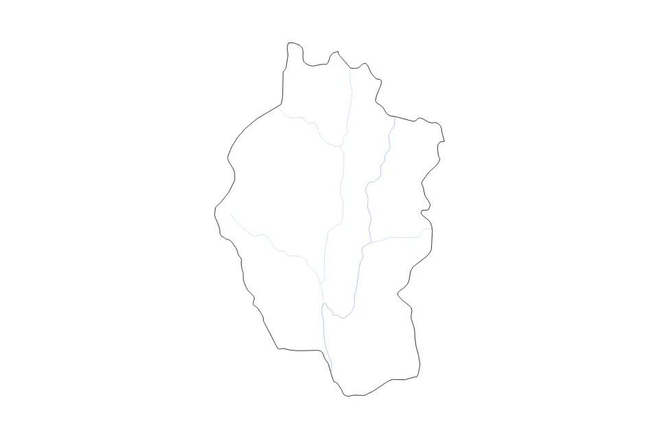 Carte de Kayah State, Myanmar de type contour, subdivisions et rivières pour Asie, montrant contour, subdivisions et rivières avec des limites nettes.