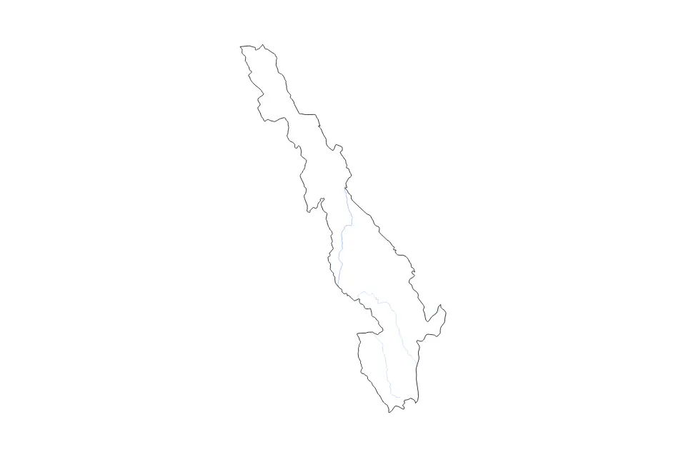 Outline map of Kayin State, Myanmar with subdivision borders and rivers.