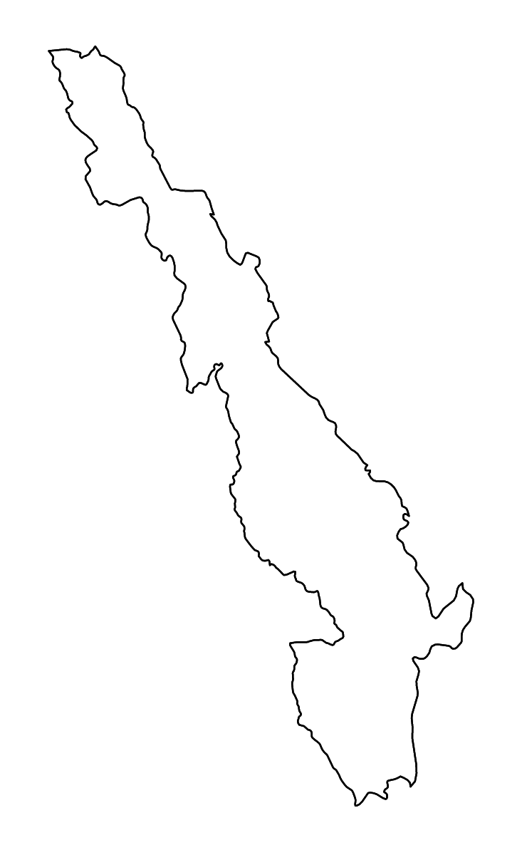 Carte de contour de Kayin State, Myanmar avec rivières.
