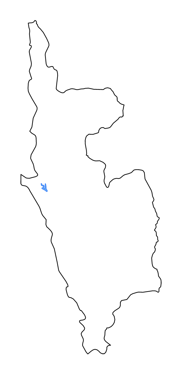 Mapa de contorno de Magway, Myanmar con lagos y ríos.