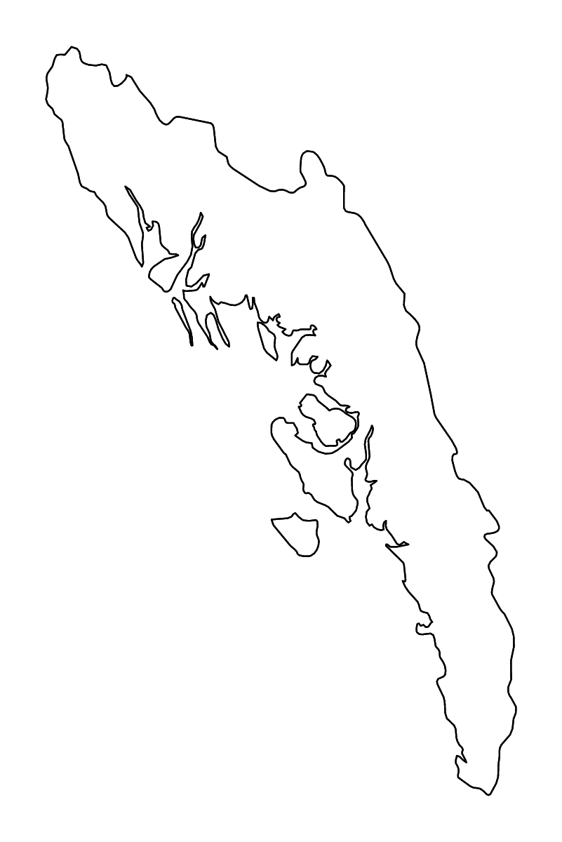 Mapa de contorno de Rakhine State, Myanmar con ríos.