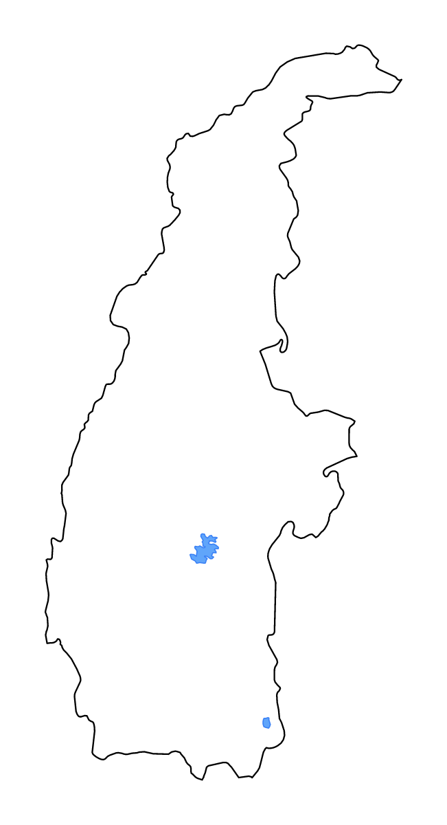 Mapa de contorno de Sagaing, Myanmar con lagos y ríos.