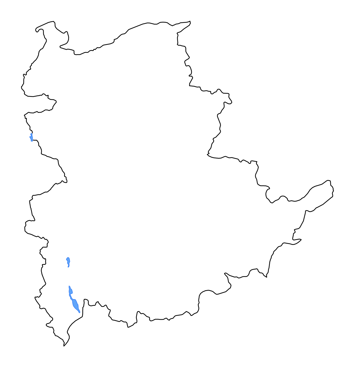 Mapa de contorno de Shan State, Myanmar con lagos y ríos.