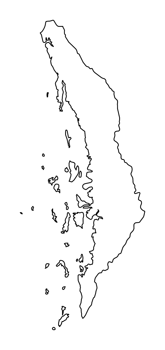 Mapa de contorno de Tanintharyi, Myanmar con ríos.