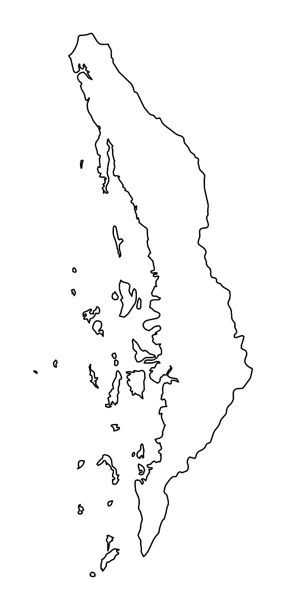 Mapa de contorno de Tanintharyi, Myanmar con ríos.
