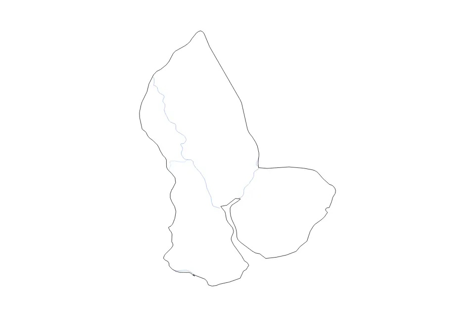 Outline map of Yangon Division, Myanmar with subdivision borders and rivers.