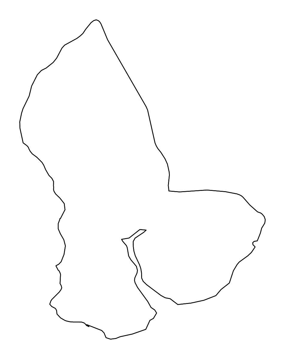 Mapa de contorno de Yangon, Myanmar con ríos.