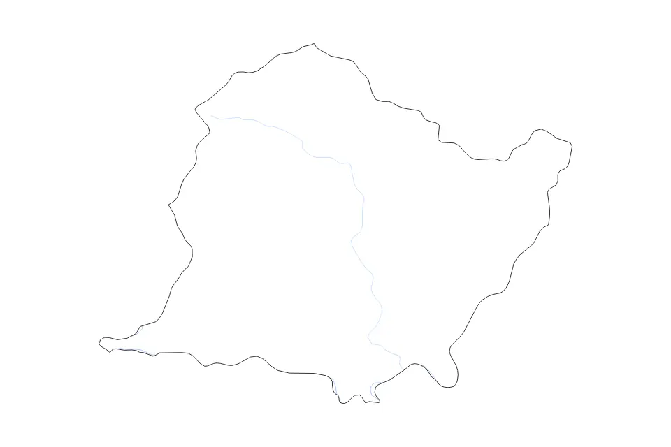 Outline map of Gandaki Zone District, Nepal with subdivision borders and rivers.