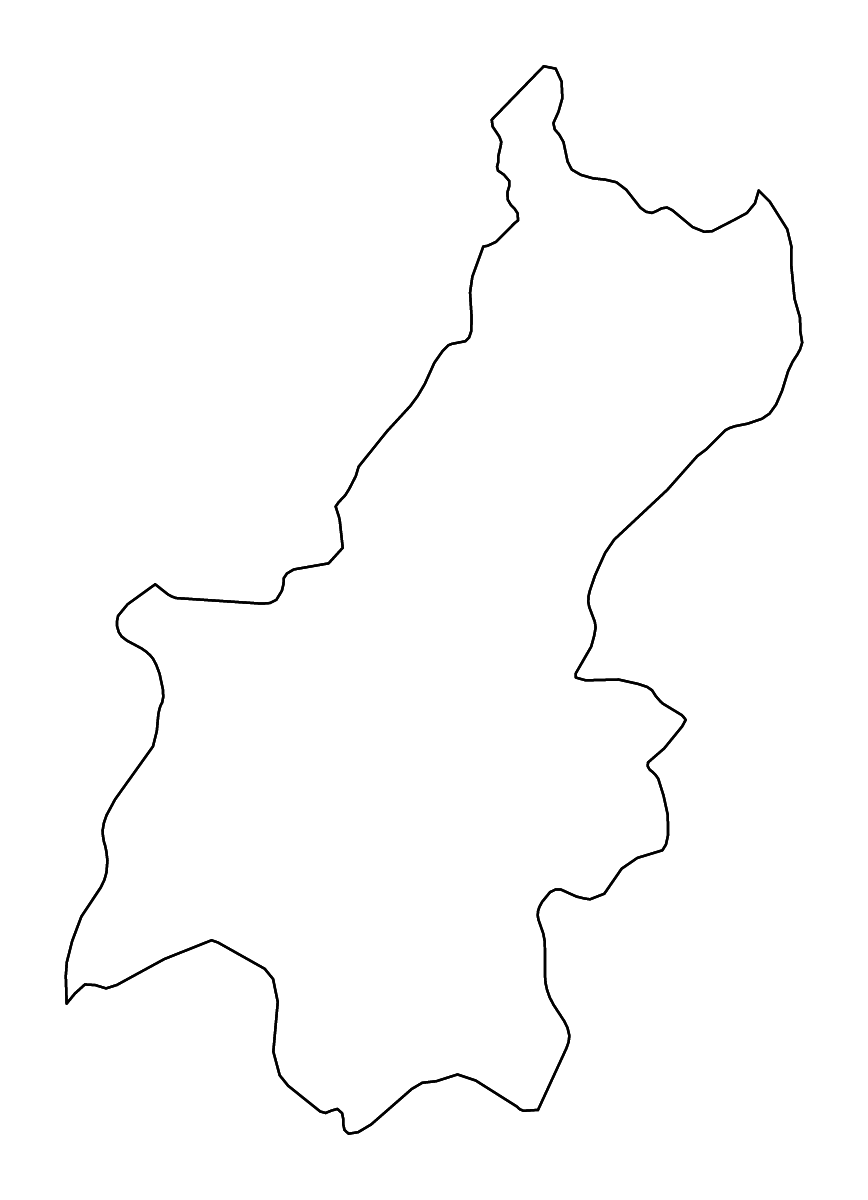 Carte de contour de Janakpur Zone, Nepal avec rivières.