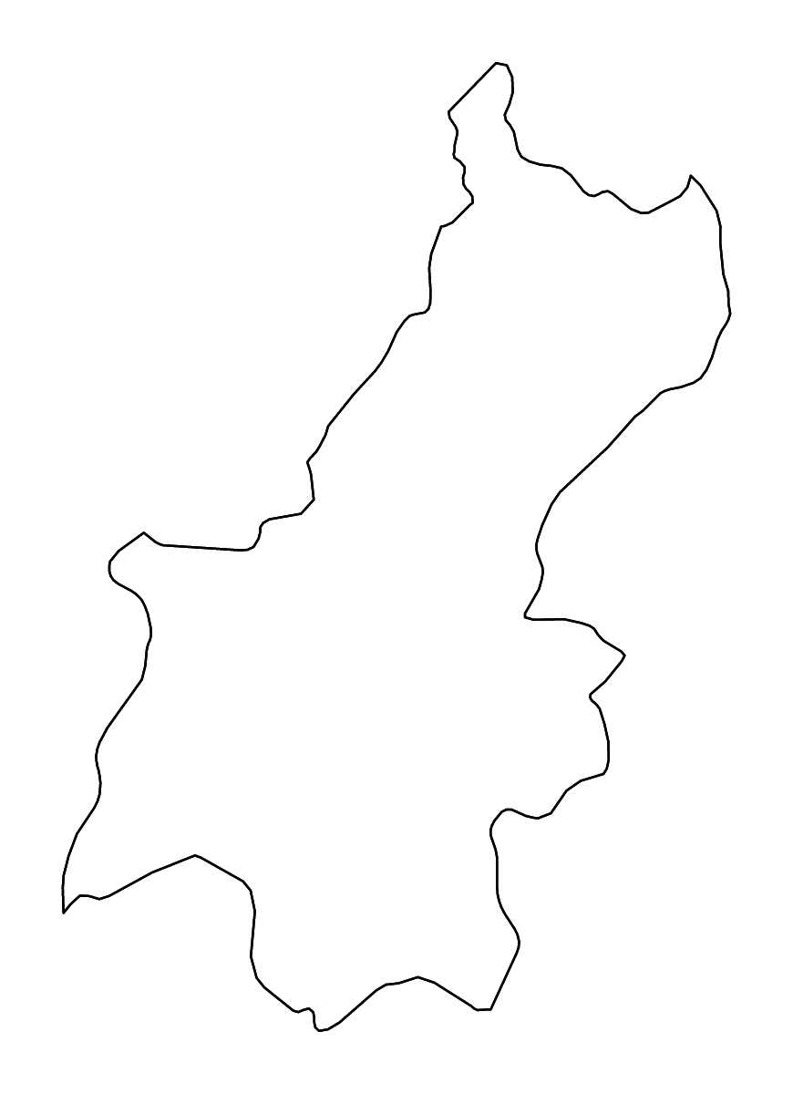 Carte de contour de Janakpur Zone, Nepal avec rivières.