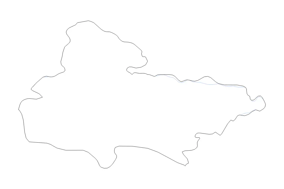Outline map of Lumbini Zone Administrative Zone, Nepal with subdivision borders and rivers.