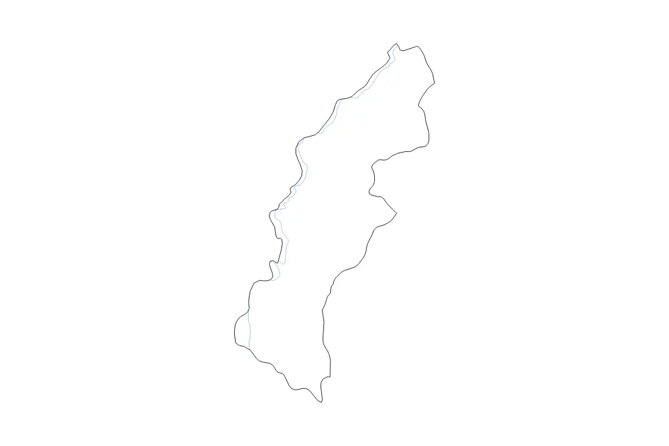 Outline map of Mahakali Zone Administrative Zone, Nepal with subdivision borders and rivers.