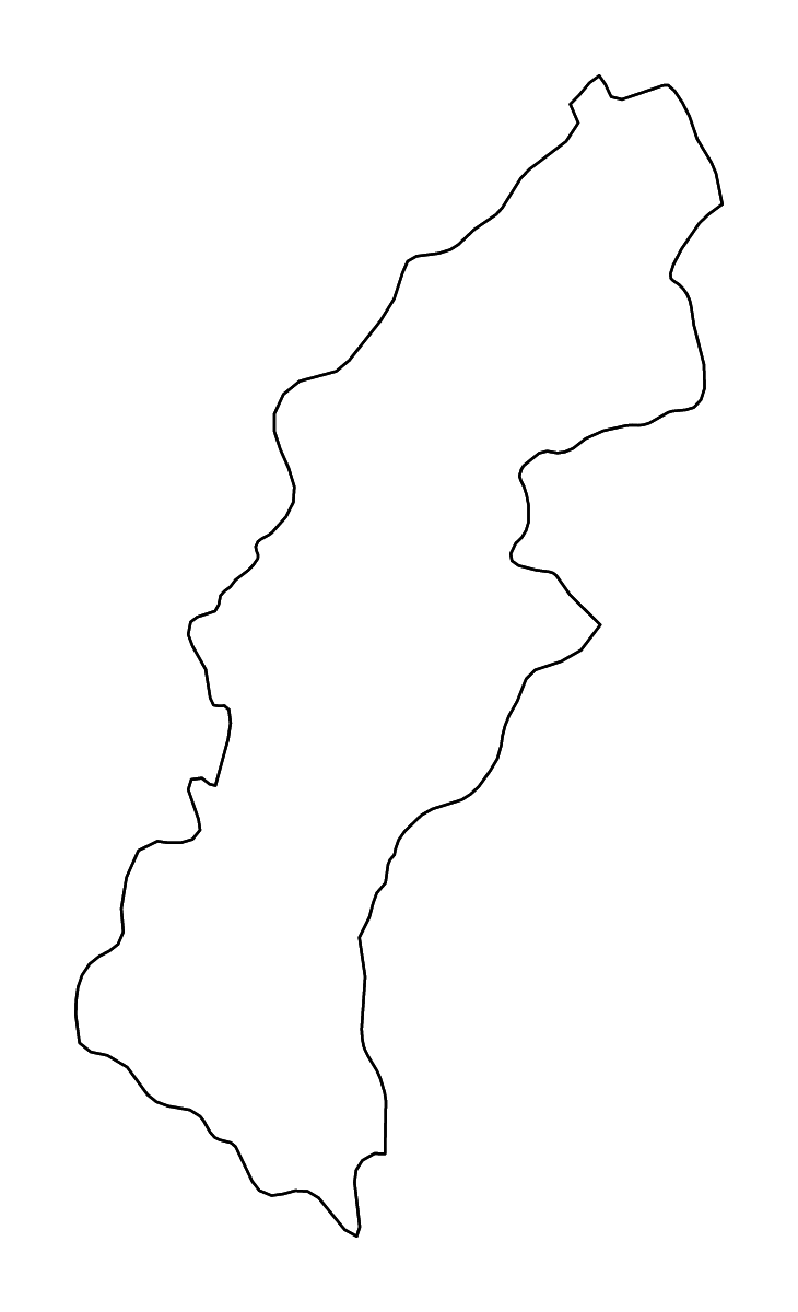 Carte de contour de Mahakali Zone, Nepal avec rivières.