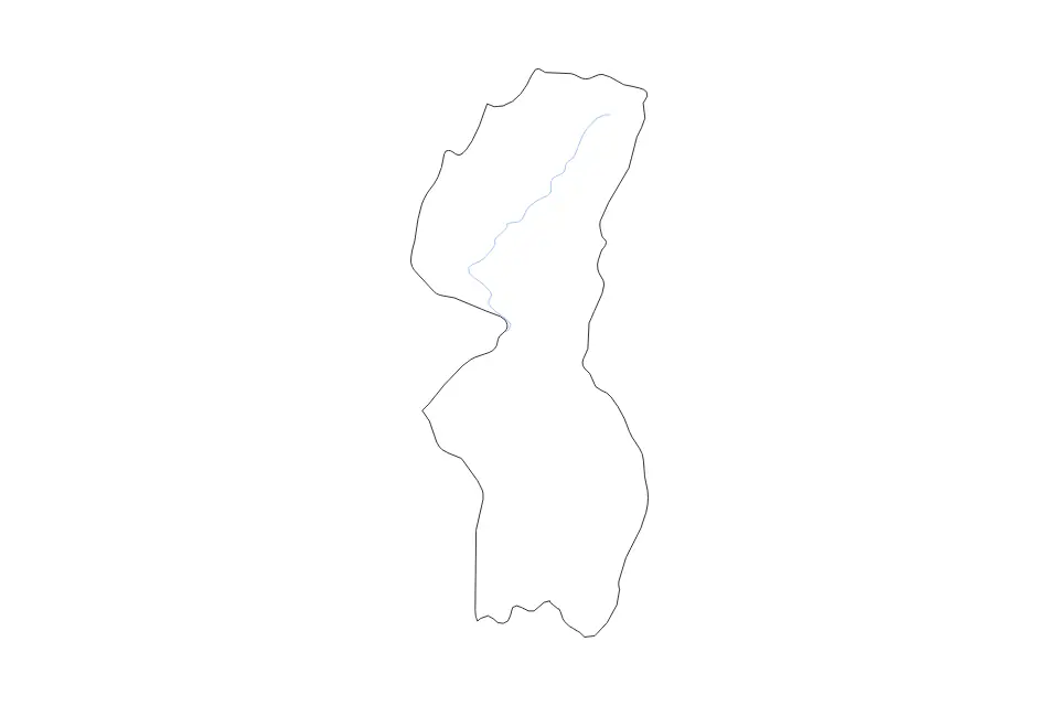 Outline map of Mechi Zone Administrative Zone, Nepal with subdivision borders and rivers.