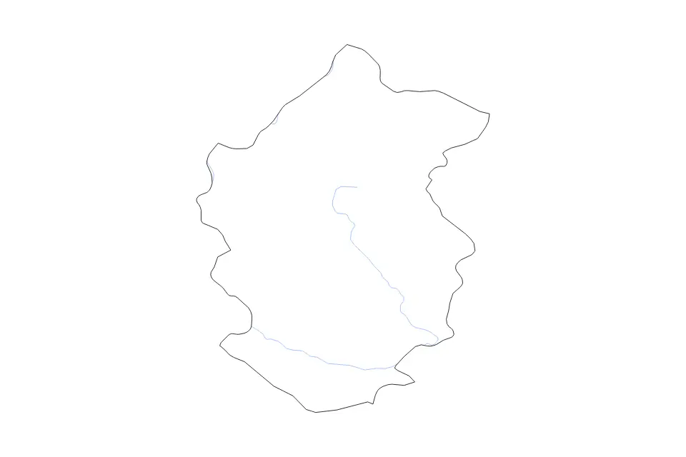 Outline map of Rapti Zone Administrative Zone, Nepal with subdivision borders and rivers.