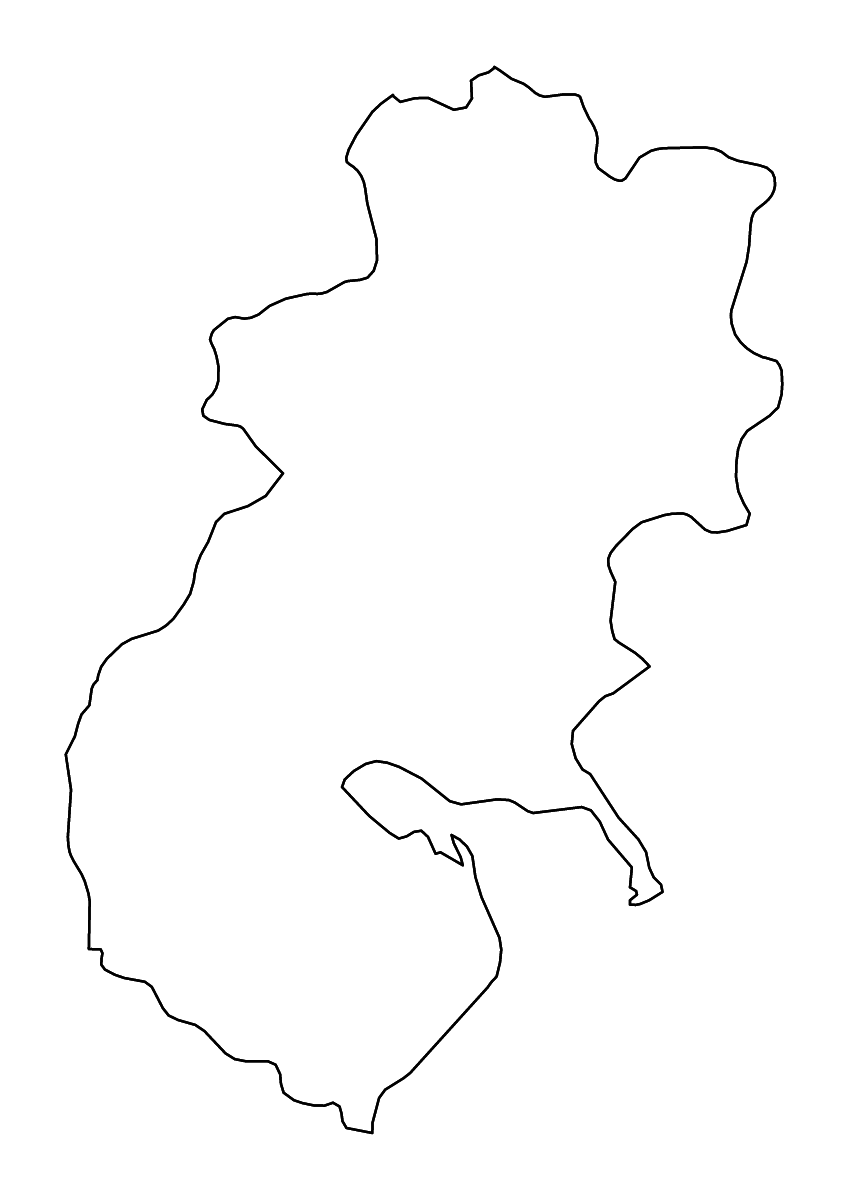 Mapa de contorno de Seti Zone, Nepal con ríos.