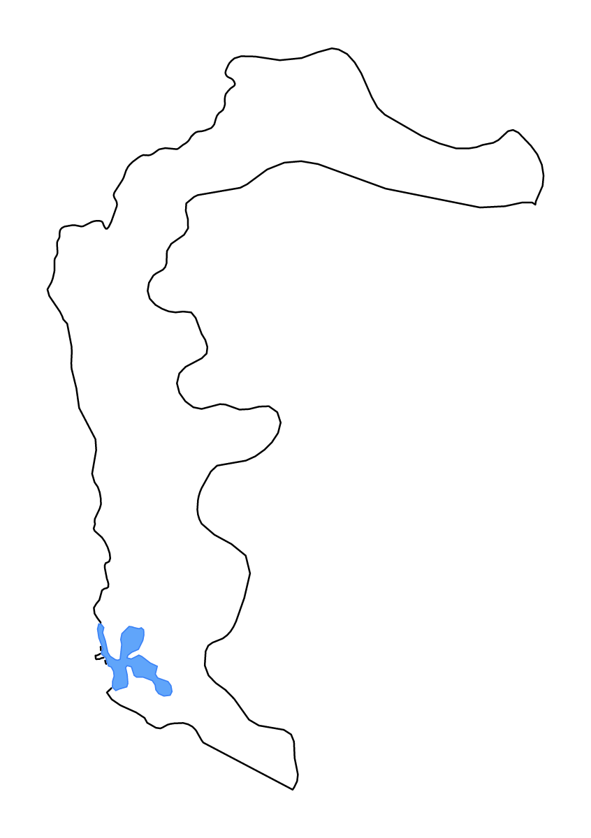 Carte de contour de Azad Kashmir, Pakistan avec lacs et rivières.
