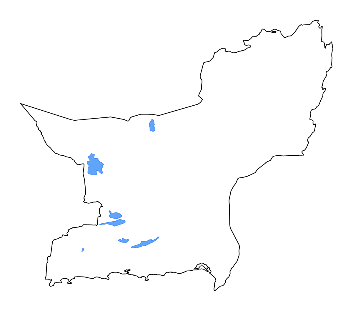 Carte de contour de Balochistan, Pakistan avec lacs et rivières.