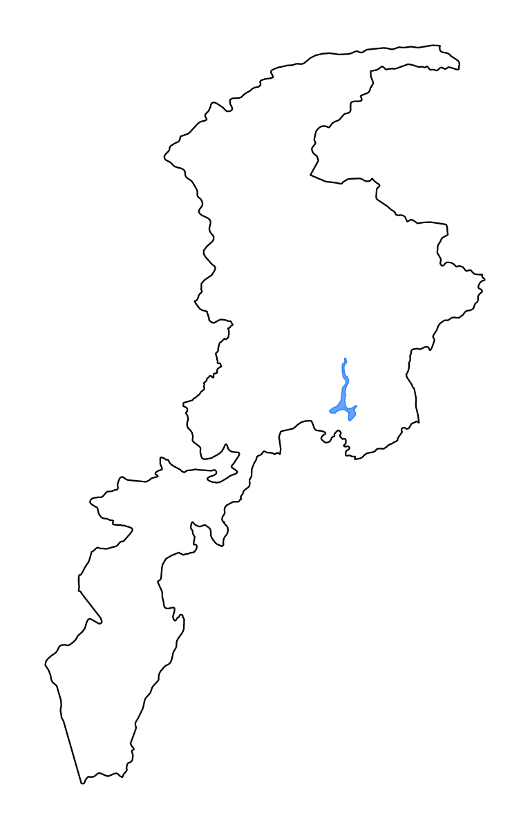 Carte de contour de Khyber Pakhtunkhwa, Pakistan avec lacs et rivières.