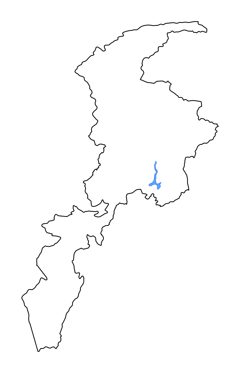Outline map of Khyber Pakhtunkhwa, Pakistan with lakes and rivers.