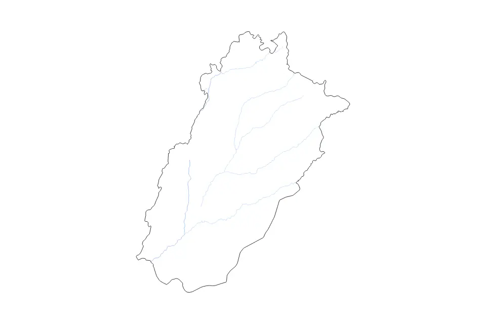 Mapa de Punjab, Pakistan de tipo contorno y ríos para Asia, con contorno y ríos con límites limpios.