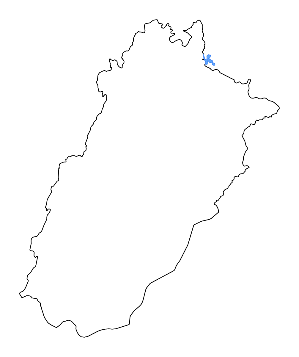 Mapa de contorno de Punjab, Pakistan con lagos y ríos.