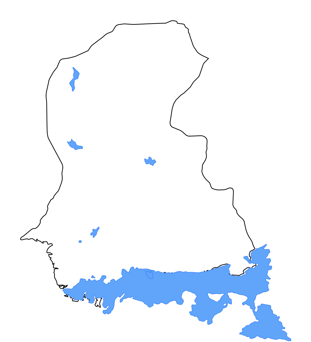 Carte de contour de Sindh, Pakistan avec lacs et rivières.