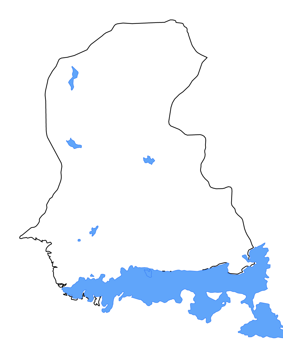 Outline map of Sindh, Pakistan with lakes and rivers.