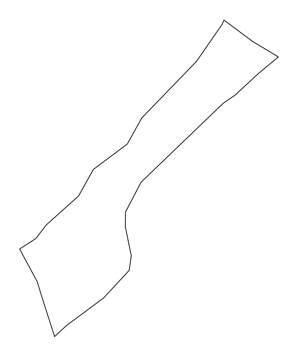 Outline map of Gaza, Palestine.