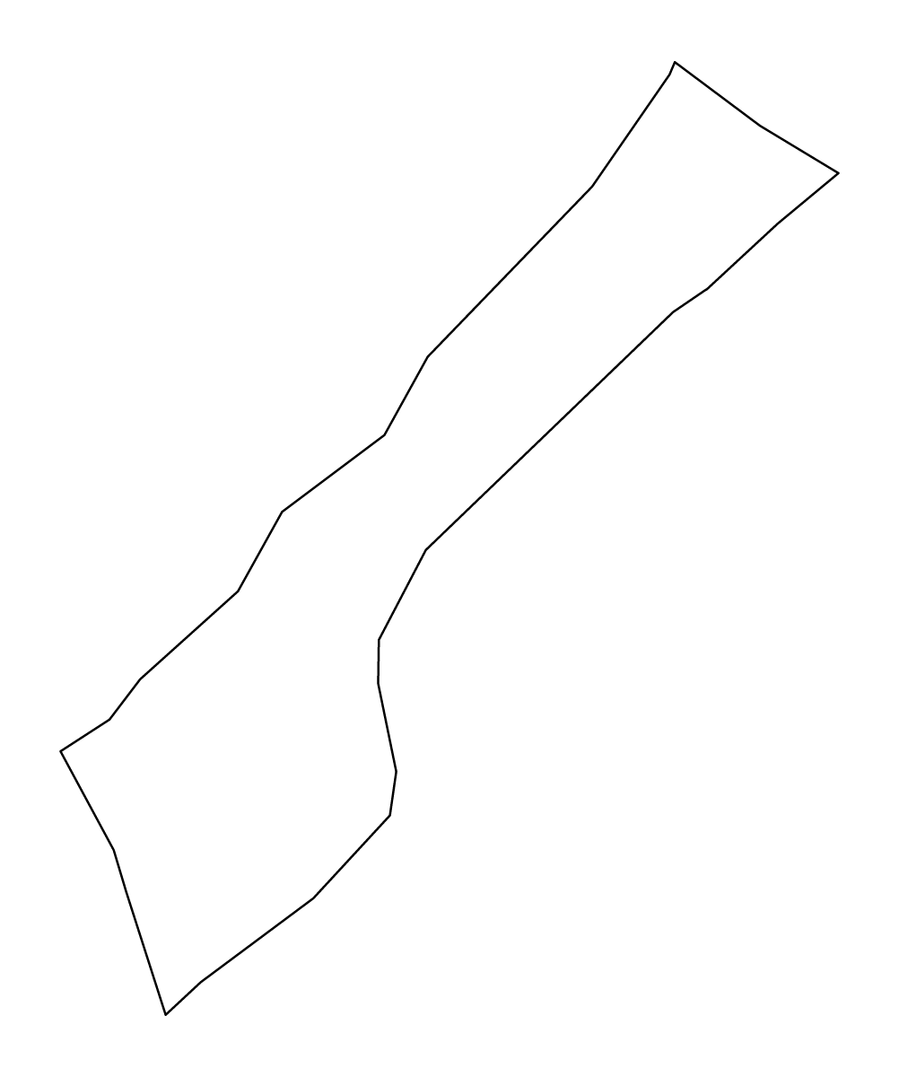 Outline map of Gaza, Palestine.