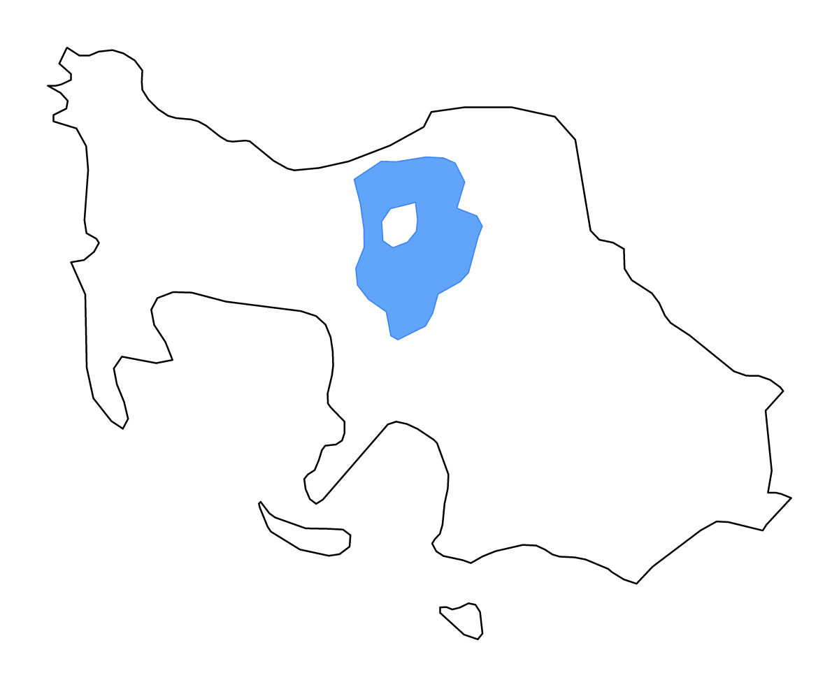 Mapa de contorno de Batangas, Philippines con lagos y ríos.
