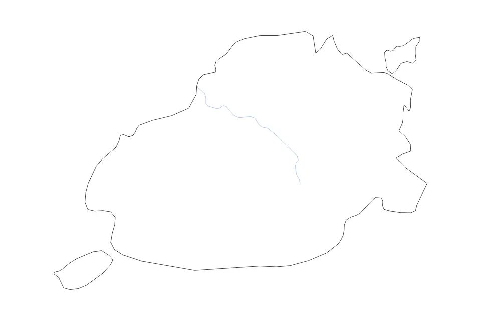 Outline map of Bohol, Philippines with subdivision borders and rivers.