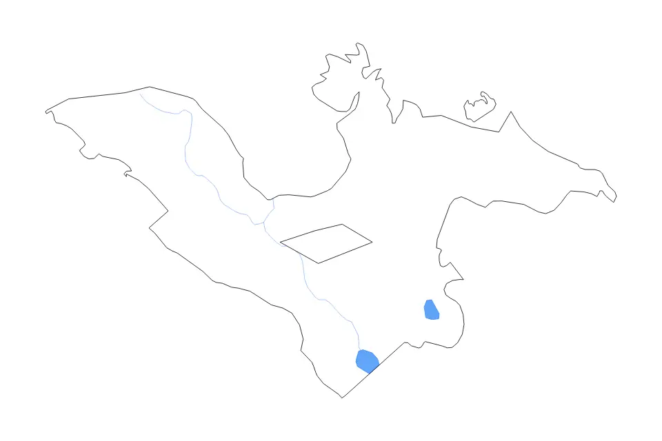 Outline map of Camarines Sur, Philippines with subdivision borders and major lakes and rivers.