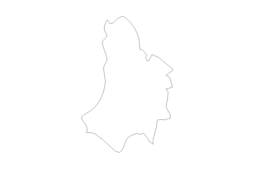 Outline map of Catanduanes, Philippines with subdivision borders.