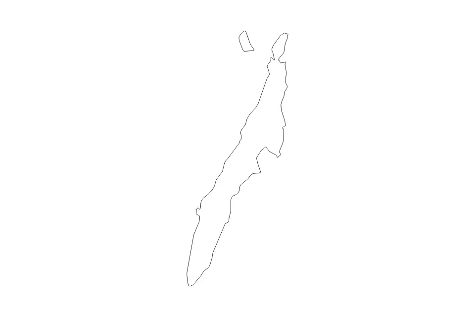 Outline map of Cebu Province, Philippines with subdivision borders.