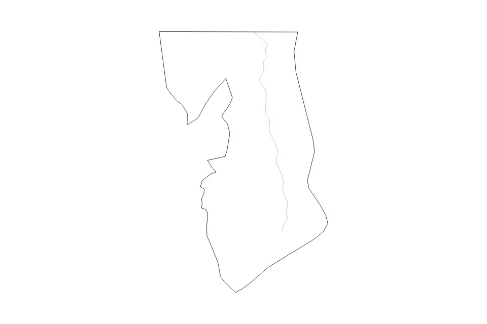 Outline map of Davao de Oro, Philippines with subdivision borders and rivers.