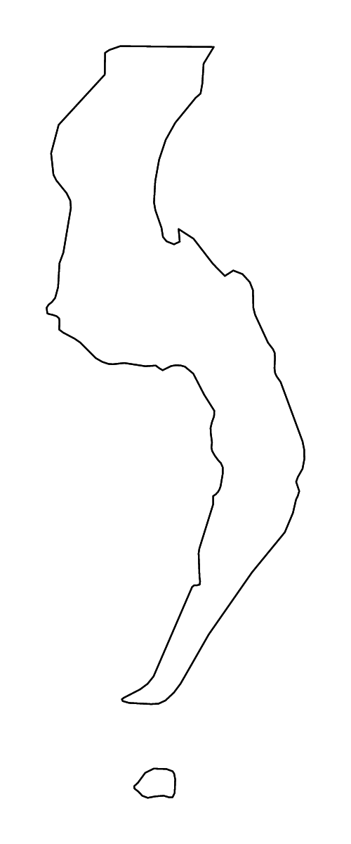 Mapa de contorno de Davao del Sur, Philippines con ríos.