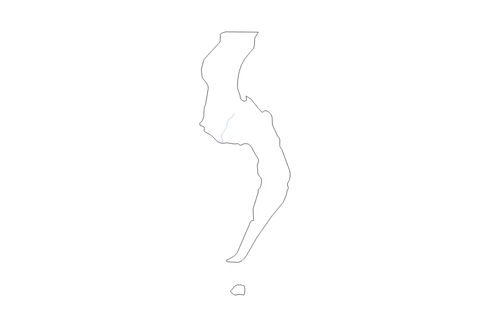 Outline map of Davao del Sur, Philippines with subdivision borders and rivers.