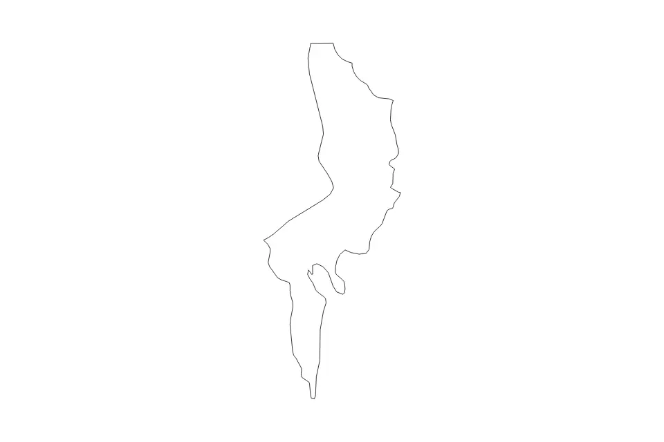 Outline map of Davao Oriental, Philippines with subdivision borders.