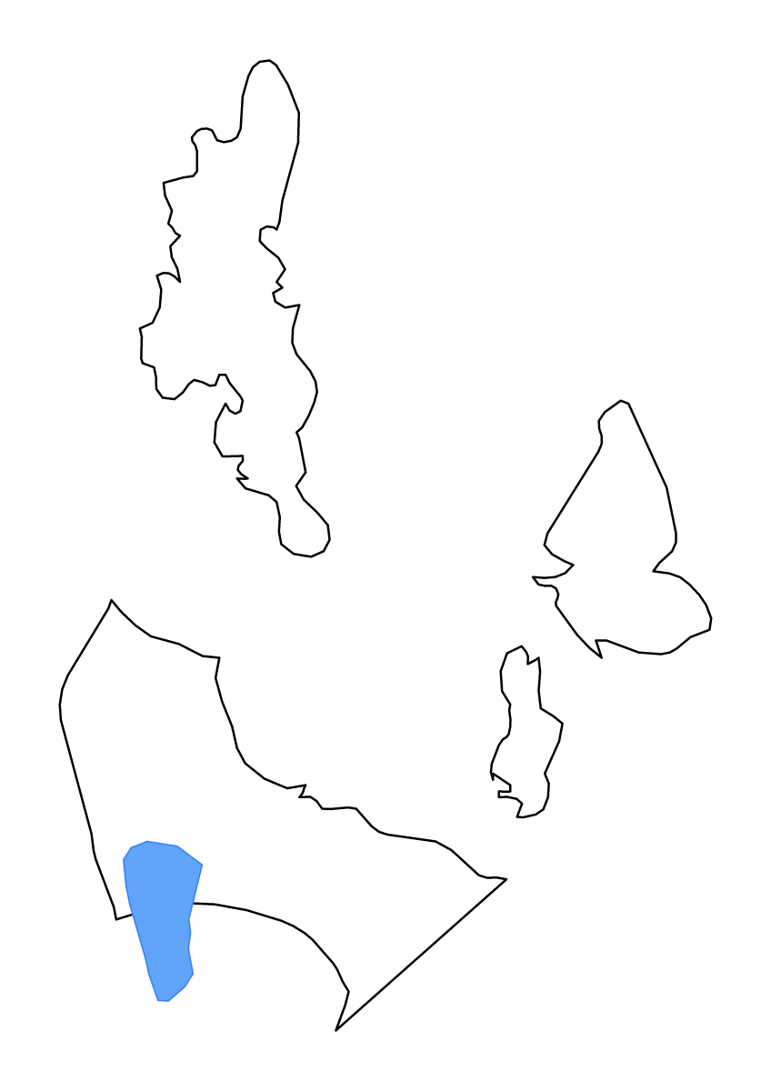 Mapa de contorno de Dinagat Islands, Philippines con lagos.
