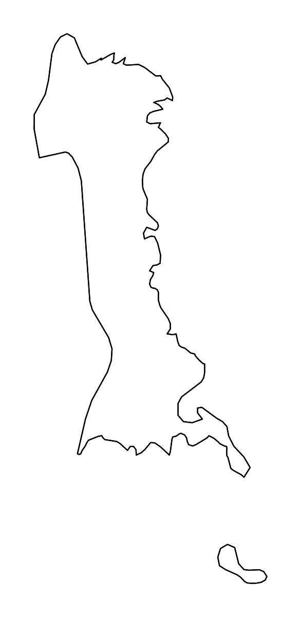 Outline map of Eastern Samar, Philippines with rivers.