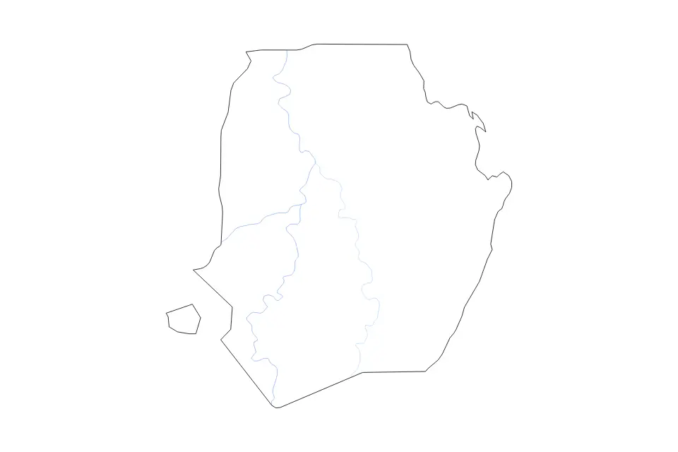 Outline map of Isabela, Philippines with subdivision borders and rivers.