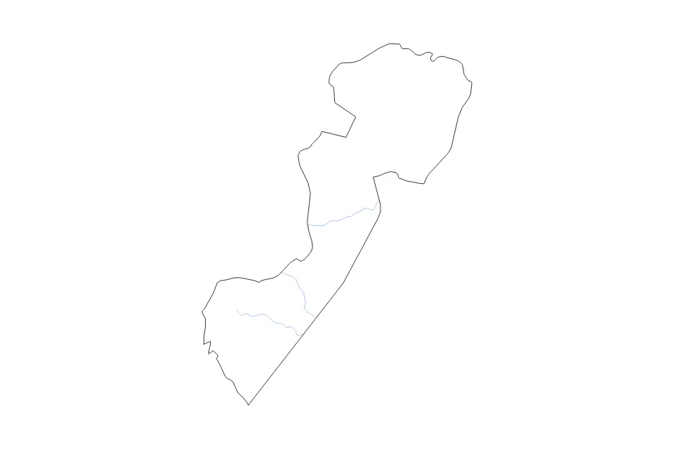 Outline map of Negros Occidental, Philippines with subdivision borders and rivers.