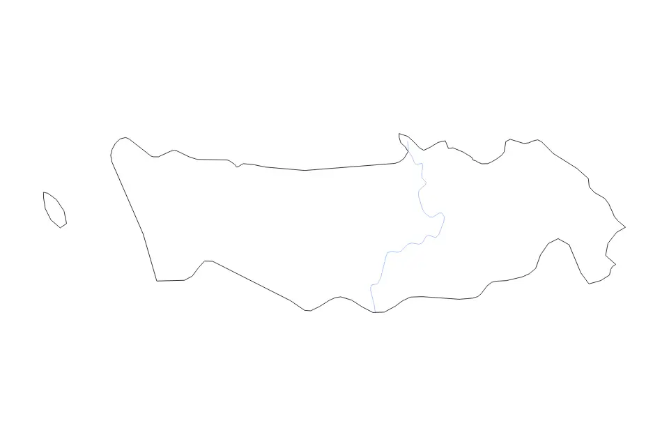 Outline map of Northern Samar, Philippines with subdivision borders and rivers.