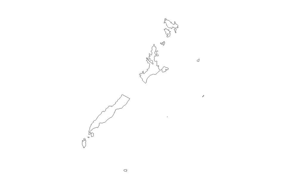 Outline map of Palawan, Philippines with subdivision borders.