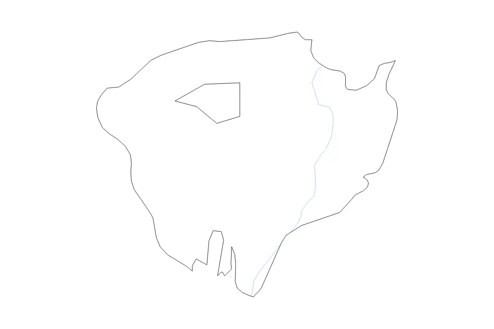 Outline map of Pampanga, Philippines with subdivision borders and rivers.