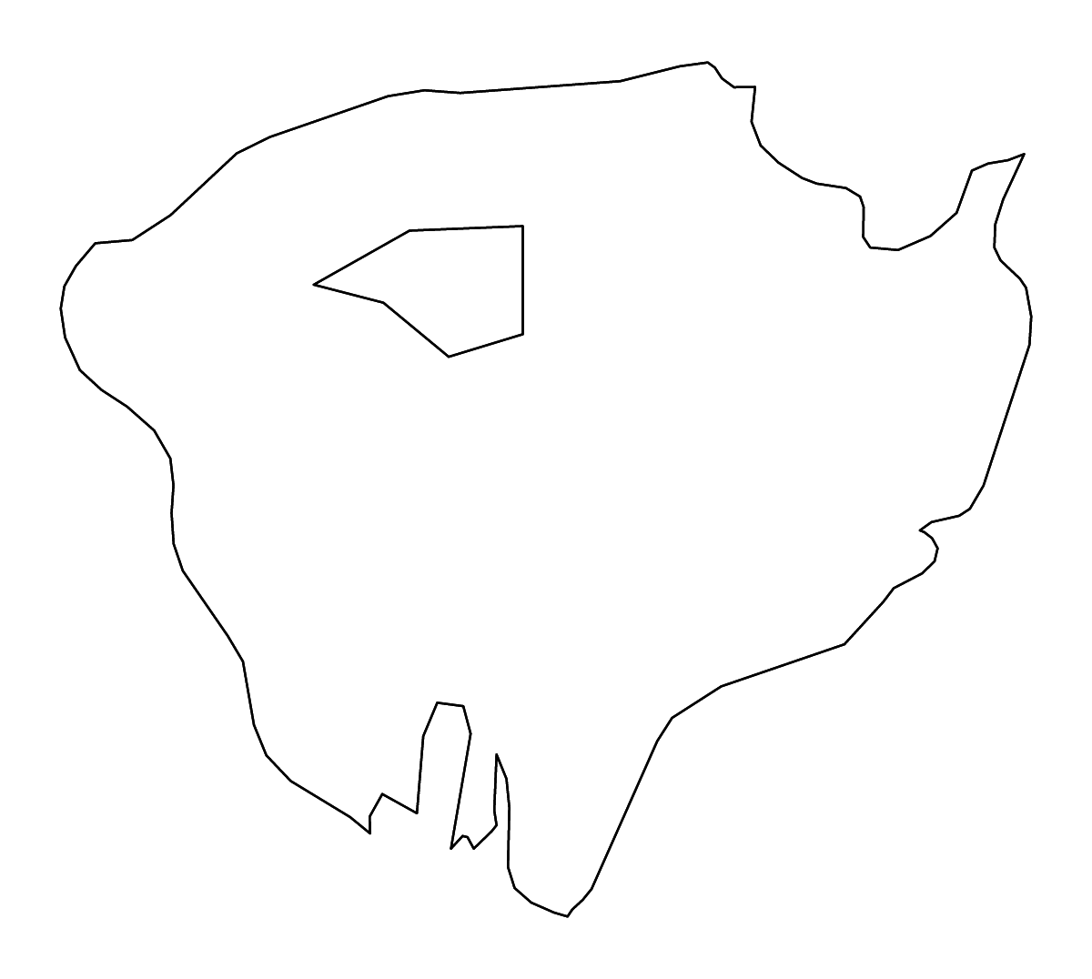 Mapa de contorno de Pampanga, Philippines con ríos.