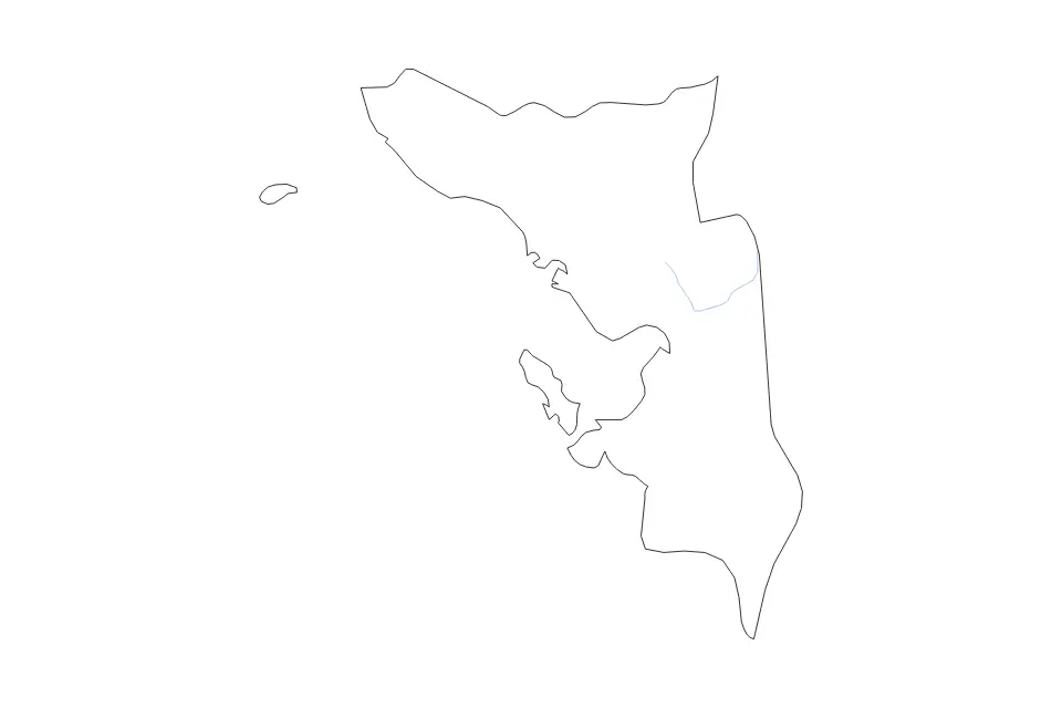Outline map of Samar, Philippines with subdivision borders and rivers.