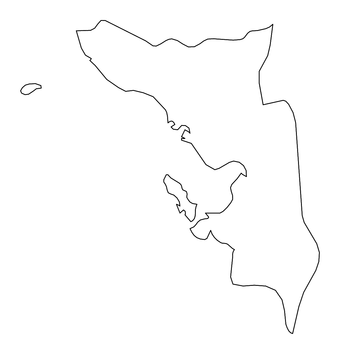 Carte de contour de Samar, Philippines avec rivières.