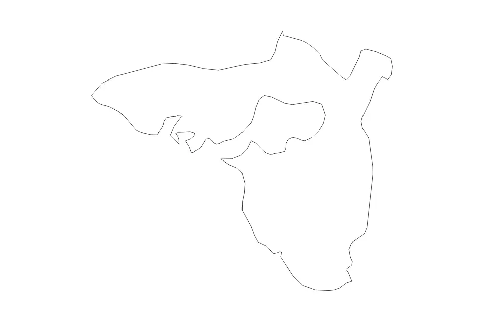 Outline map of Sorsogon, Philippines with subdivision borders.